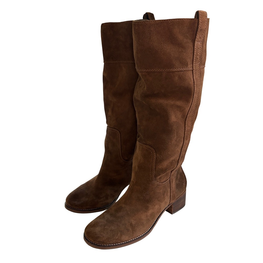 Lucky Brand Hybiscus Leather Boots Brown Women's 12 Wide Calf Riding Equestrian